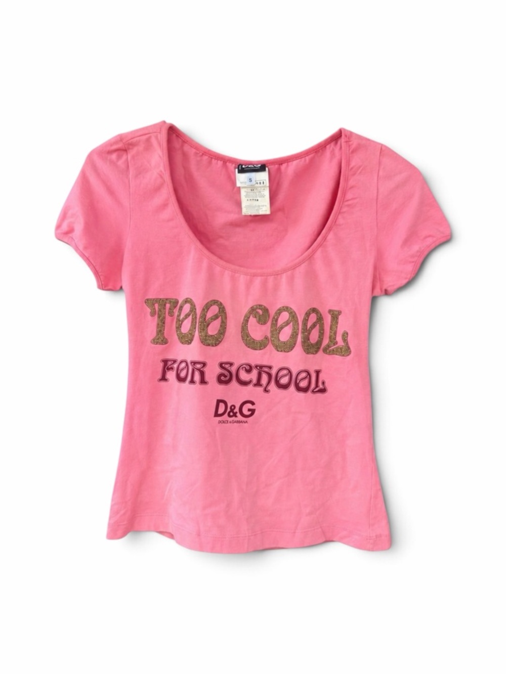 Dolce & Gabbana Pink Graphic 'Too Cool For School' Short Sleeve Tee